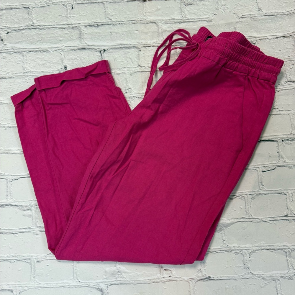J.Crew Womem's Pink Linen Crop Pants Size 6